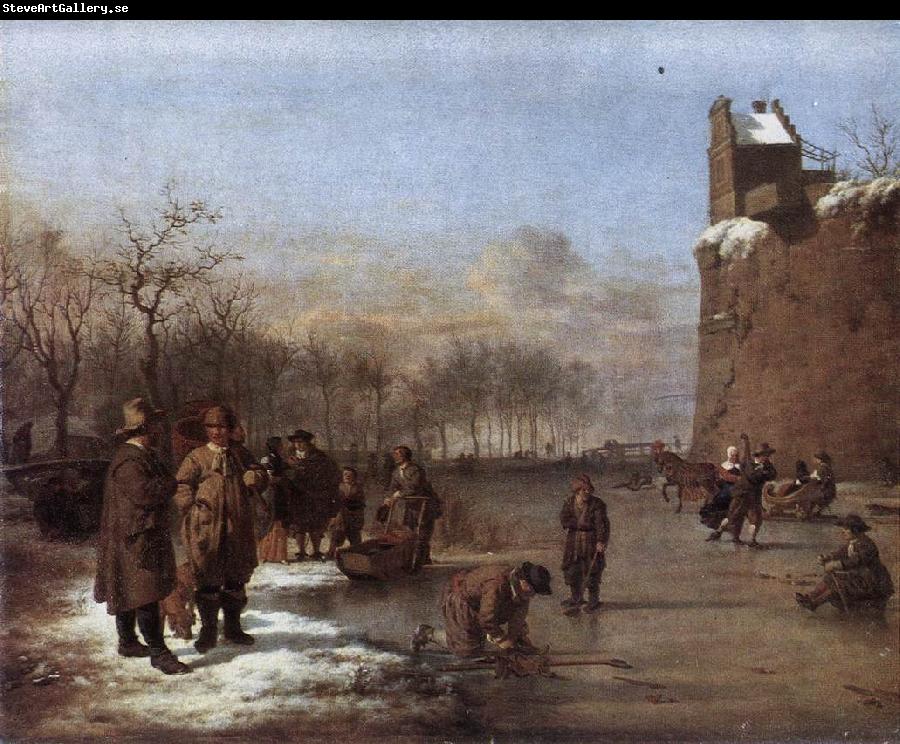 VELDE, Adriaen van de Amusement on the Ice r